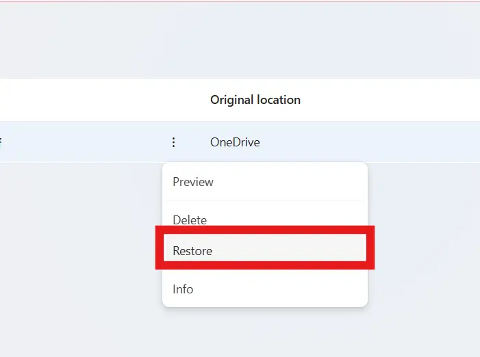 OneDrive Restore Function