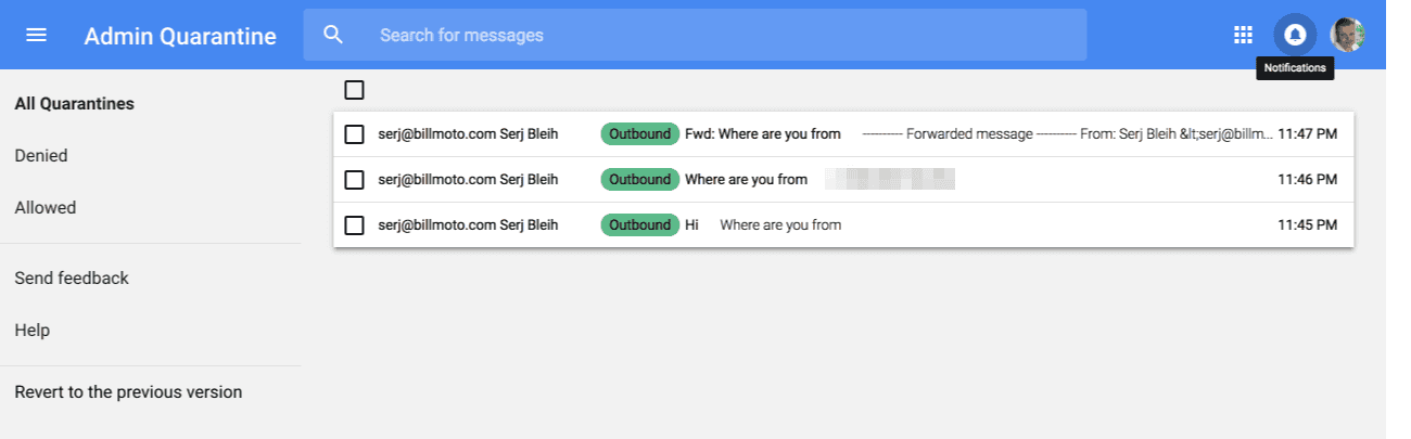 Gmail dlp quarantine
