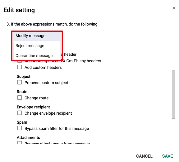 google gmail dlp modify message