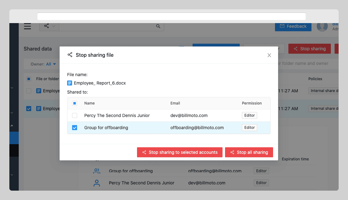 stop sharing file in Google Workspace
