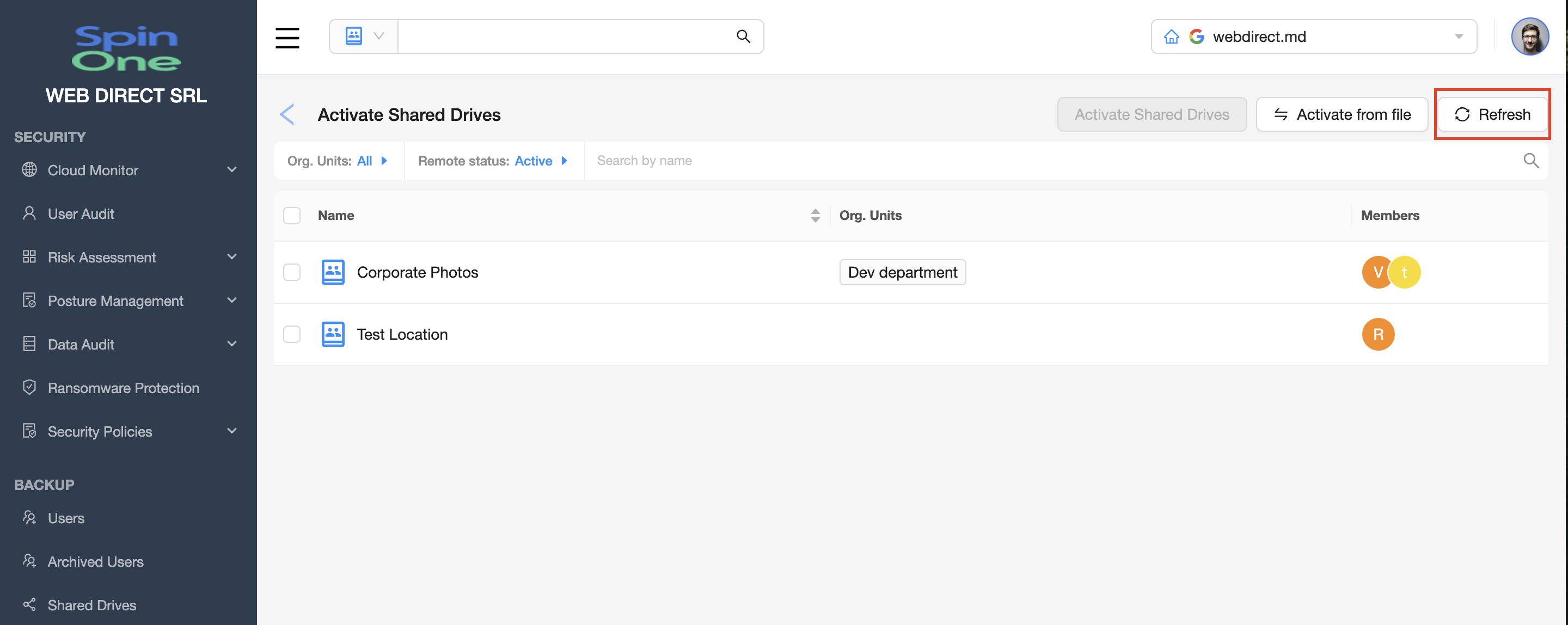 SpinOne: Activate Shared Drive