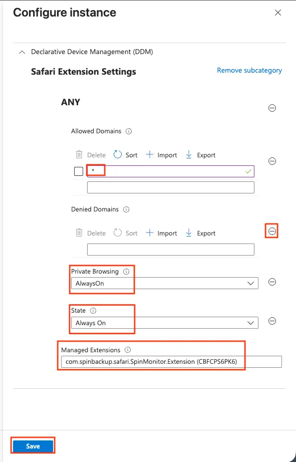 SpinMonitor Deployment Settings Configuration screen for SpinMonitor deployment in Safari
